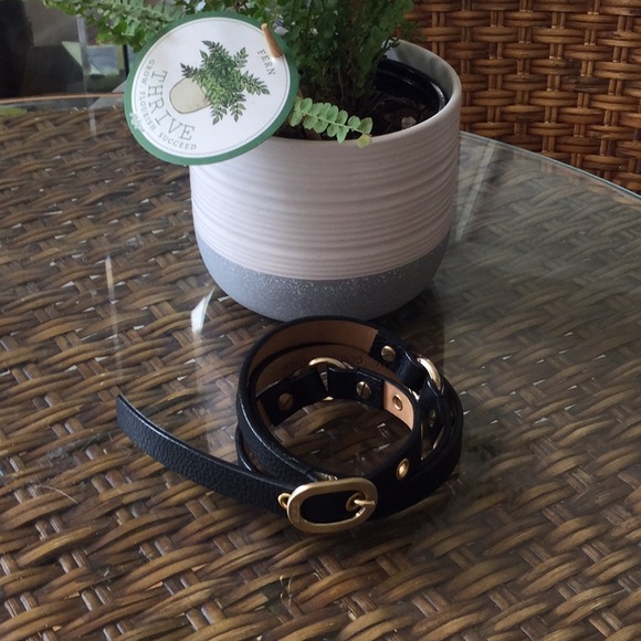 Michael Kors 1/2” black Leather Belt  accents S - Picture 2 of 6